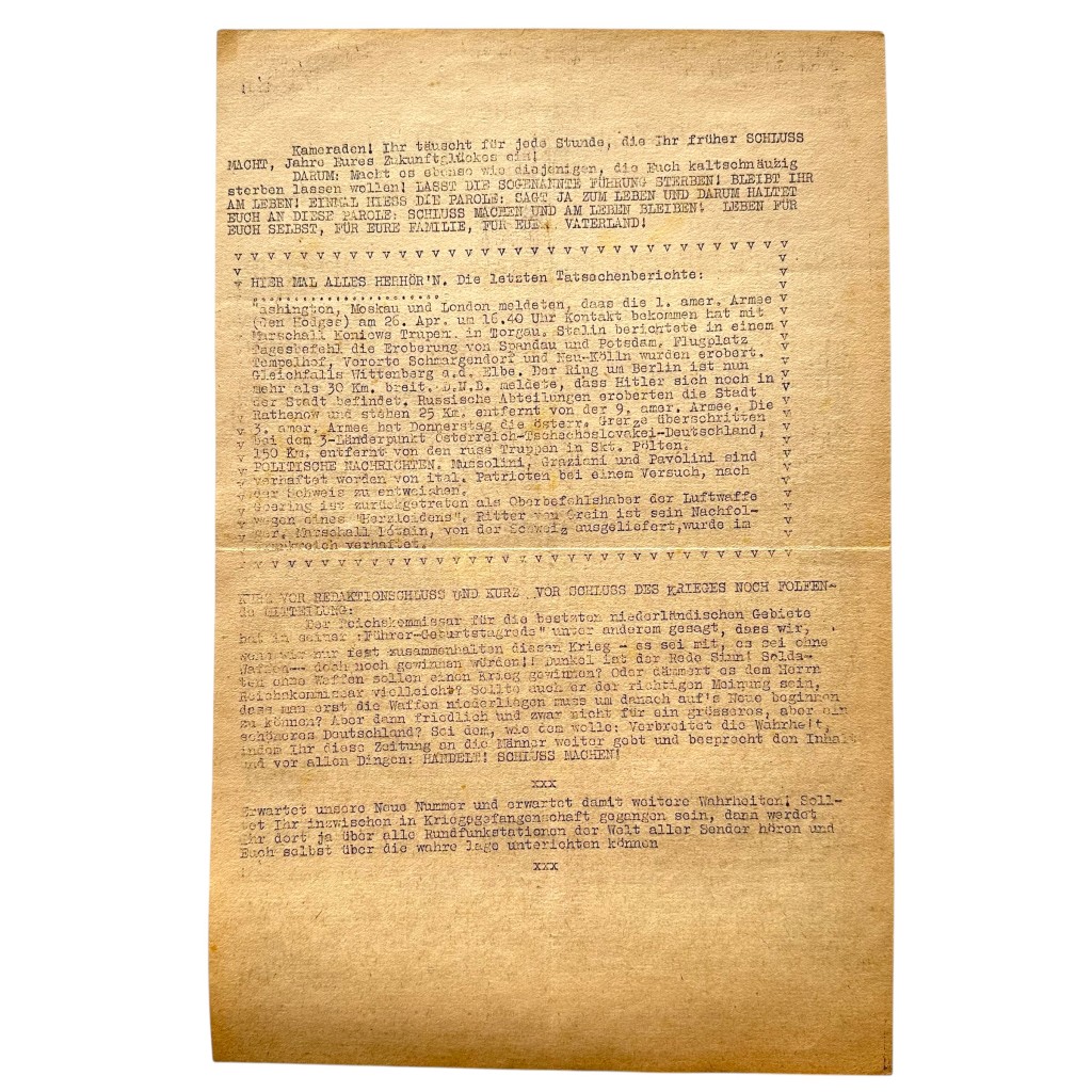 Original WWII 'Deutsche Soldaten Zeitung für die Niederlande' published in late April 1945 - Image 3