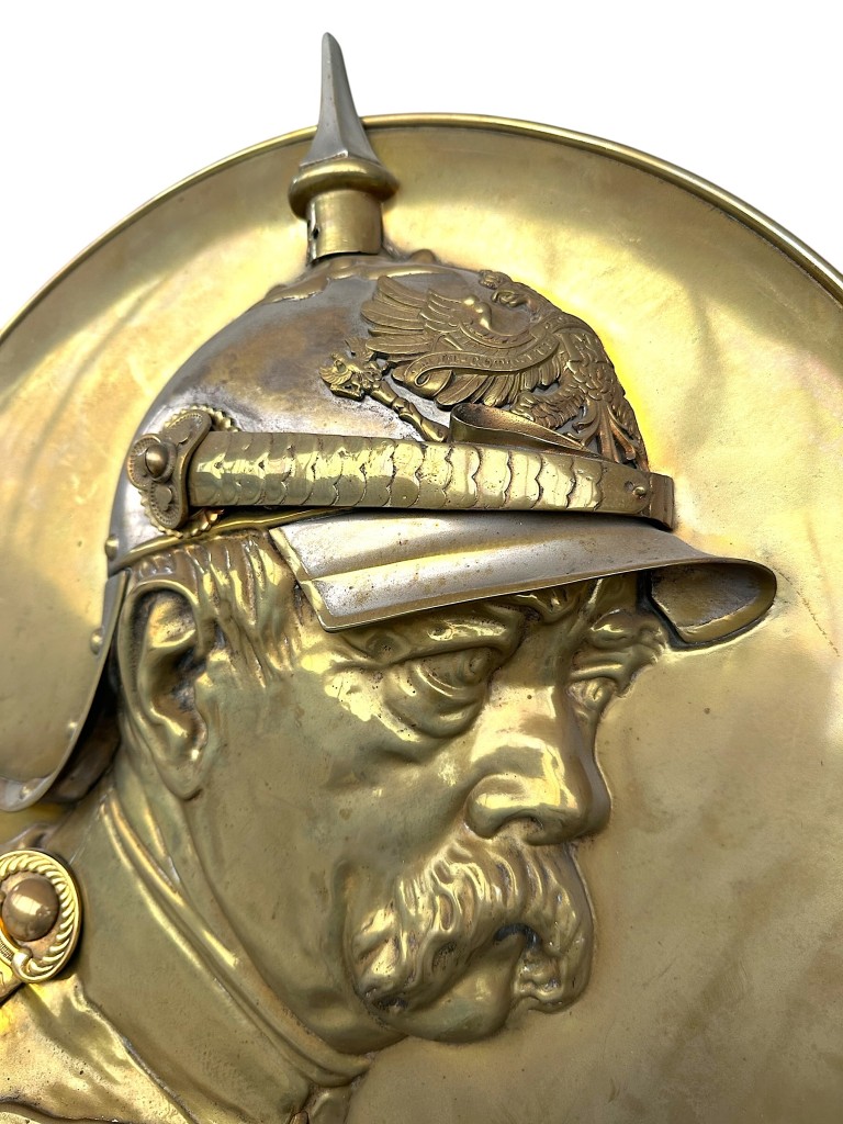 Original WW1 German Army metal wall plaque featuring Field Marshal Paul von Hindenburg