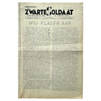Original WWII Dutch NSB W.A. newspaper Nooduitgave De Zwarte Soldaat - May 3, 1945