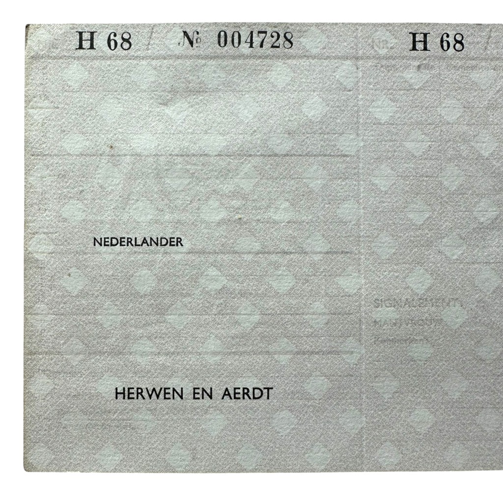 Original WWII Dutch unused 'Persoonsbewijs' ID card Herwen en Aerdt