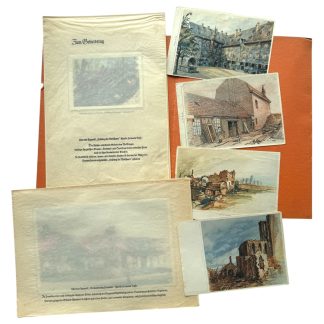 Original WWII German "Sammelwerk No. 15 Adolf Hitler" collector portfolio containing six colour prints based on watercolours attributed to Adolf Hitler