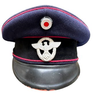 Original WWII German Feuerschutzpolizei visor cap