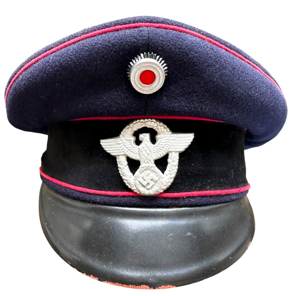 Original WWII German Feuerschutzpolizei visor cap