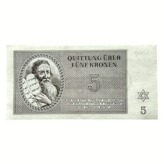 Original WWII German Jewish Ghetto/Camp Theresienstadt 5 Kronen banknote