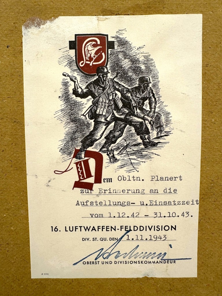 Original WWII German framed print featuring Adolf Hitler - 16. Luftwaffe Felddivision - Apeldoorn - Scheveningen - IJmuiden - Haarlem - Leiden - Amstelveen