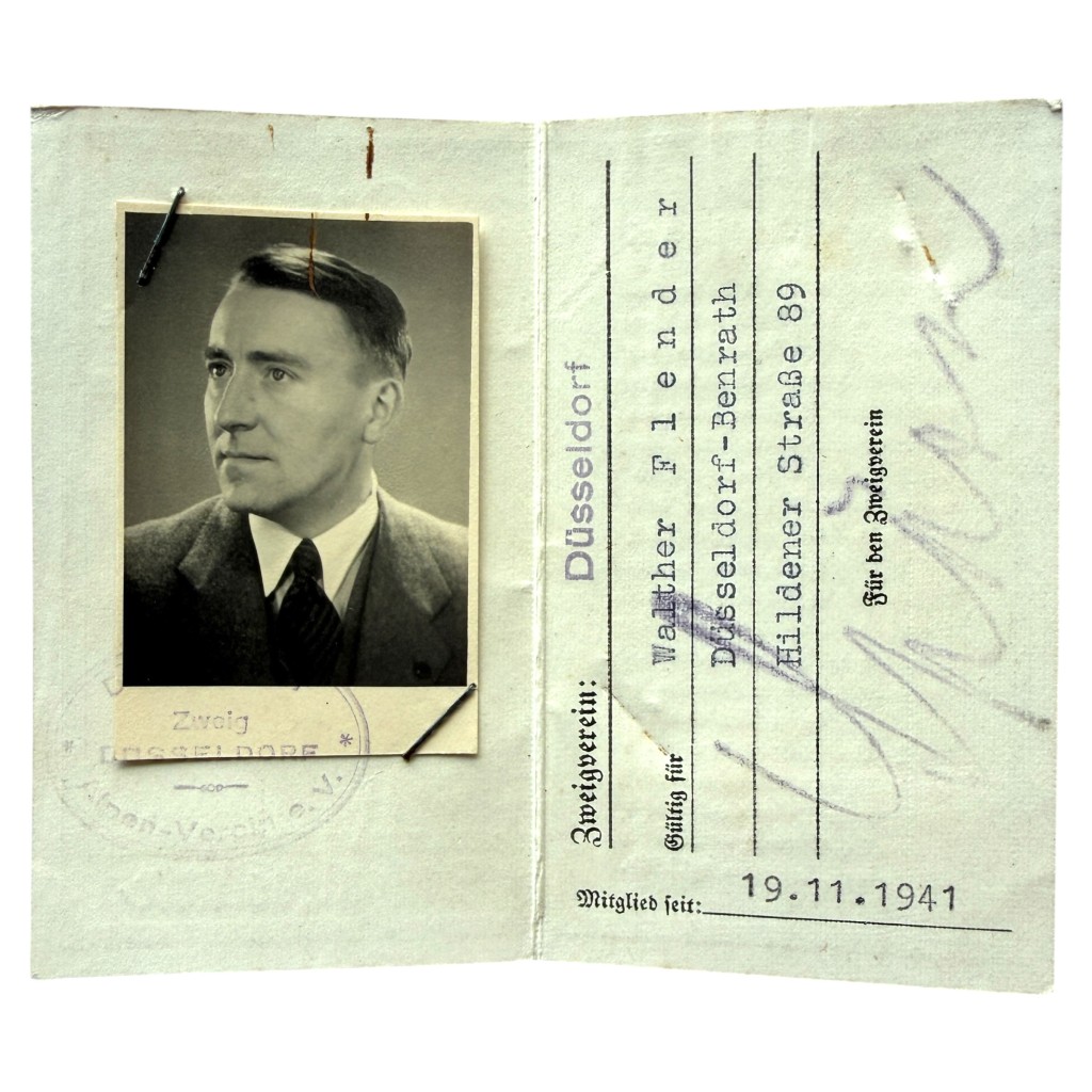Original WWII German membership card of the Deutscher Alpenverein (DAV)