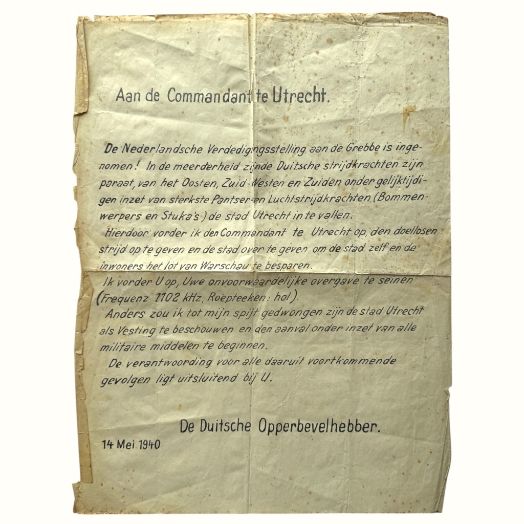 Original WWII German propaganda flyer Utrecht 14 May 1940 invasion of the Netherlands