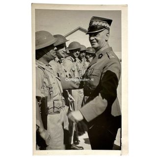 Original WWII Polish photo of General Władysław Sikorski, Commander-in-Chief of the Polish Armed Forces, inspecting Polish soldiers in Egypt, North Africa in 1941