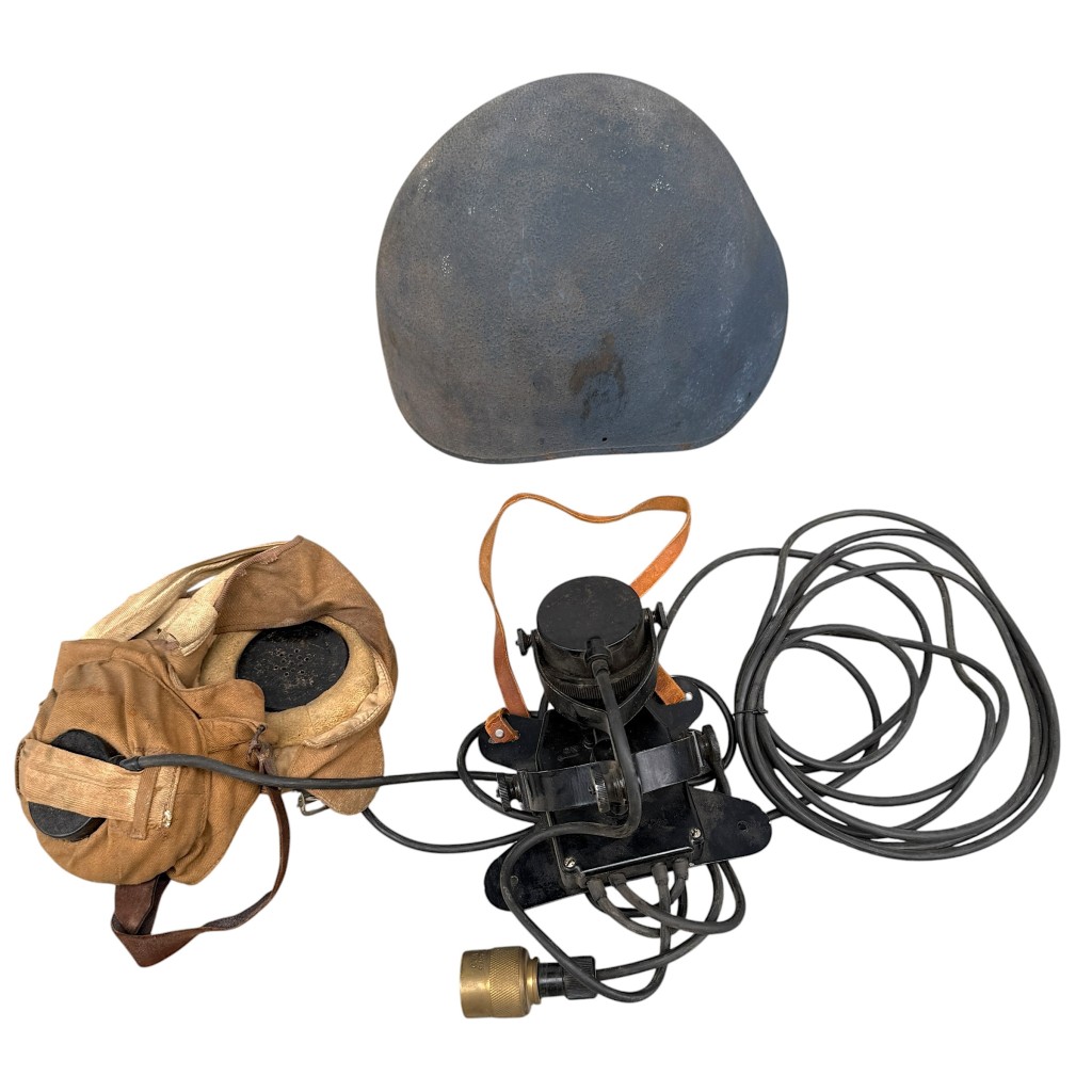 Original WWII US Navy MKII helmet with communication set