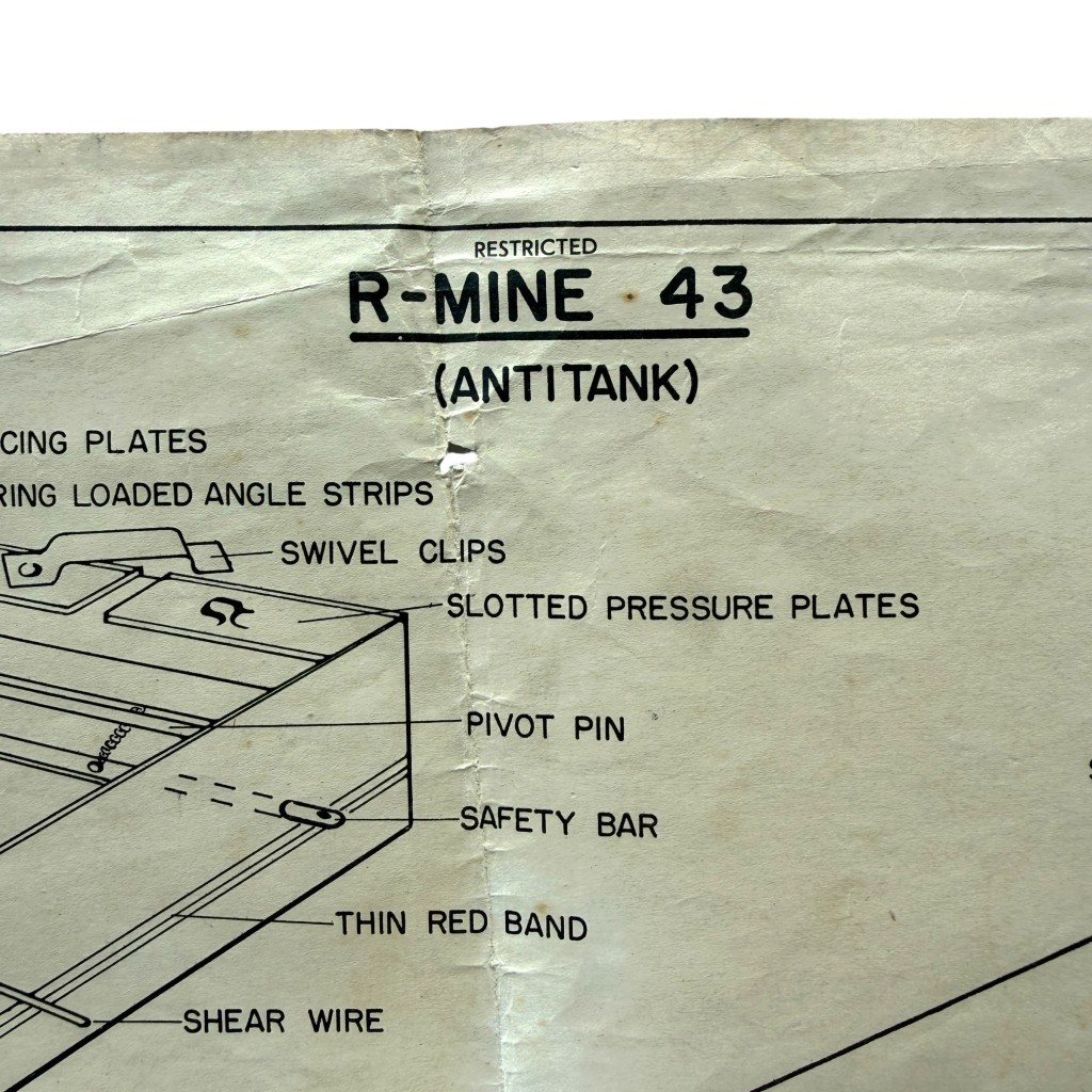 Original WWII US army poster of the German R-Mine 43 anti-tank mine