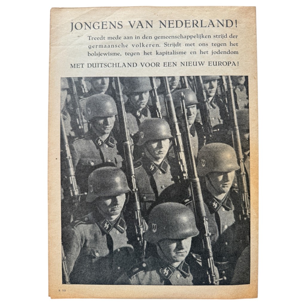 Original WWII Dutch Waffen-SS 'Freiwillige Legion Niederlande' recruitment flyer