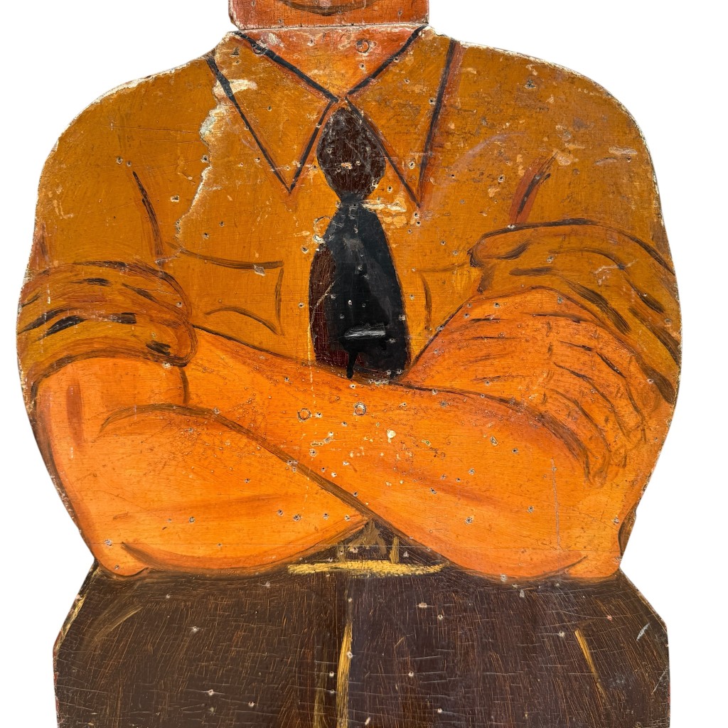 Original 1945 Belgian (Walloon) mechanical fairground shooting gallery target depicting Bergen-Belsen commandant Josef Kramer - Image 3