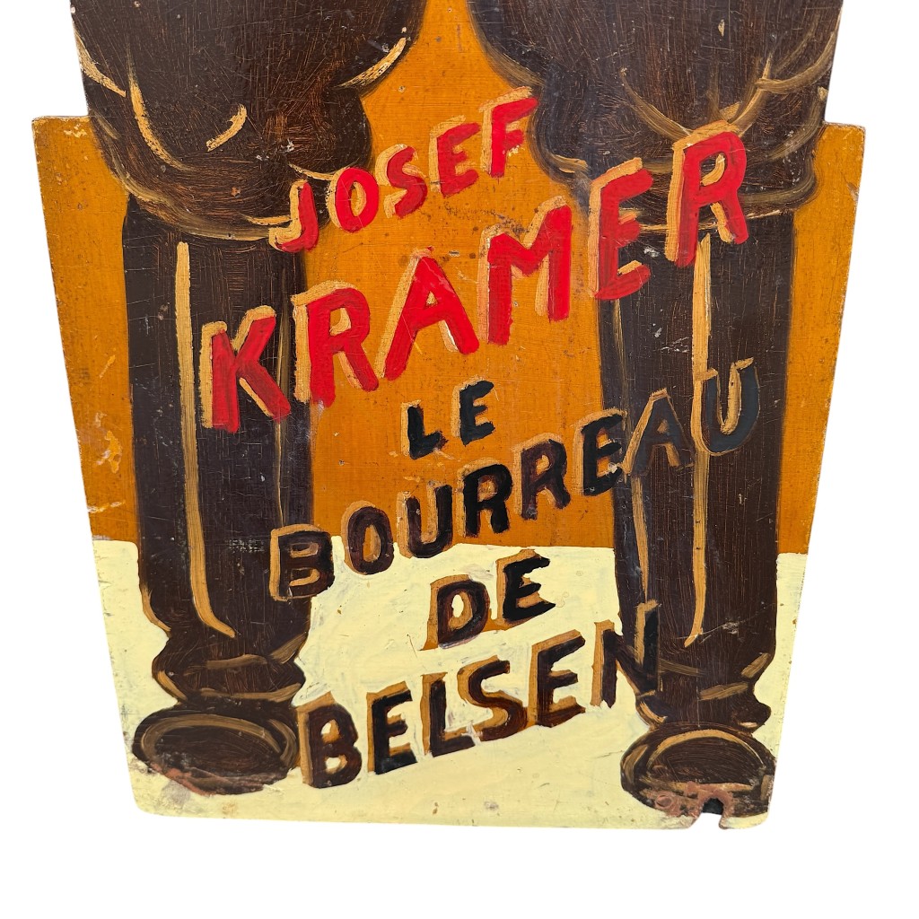 Original 1945 Belgian (Walloon) mechanical fairground shooting gallery target depicting Bergen-Belsen commandant Josef Kramer