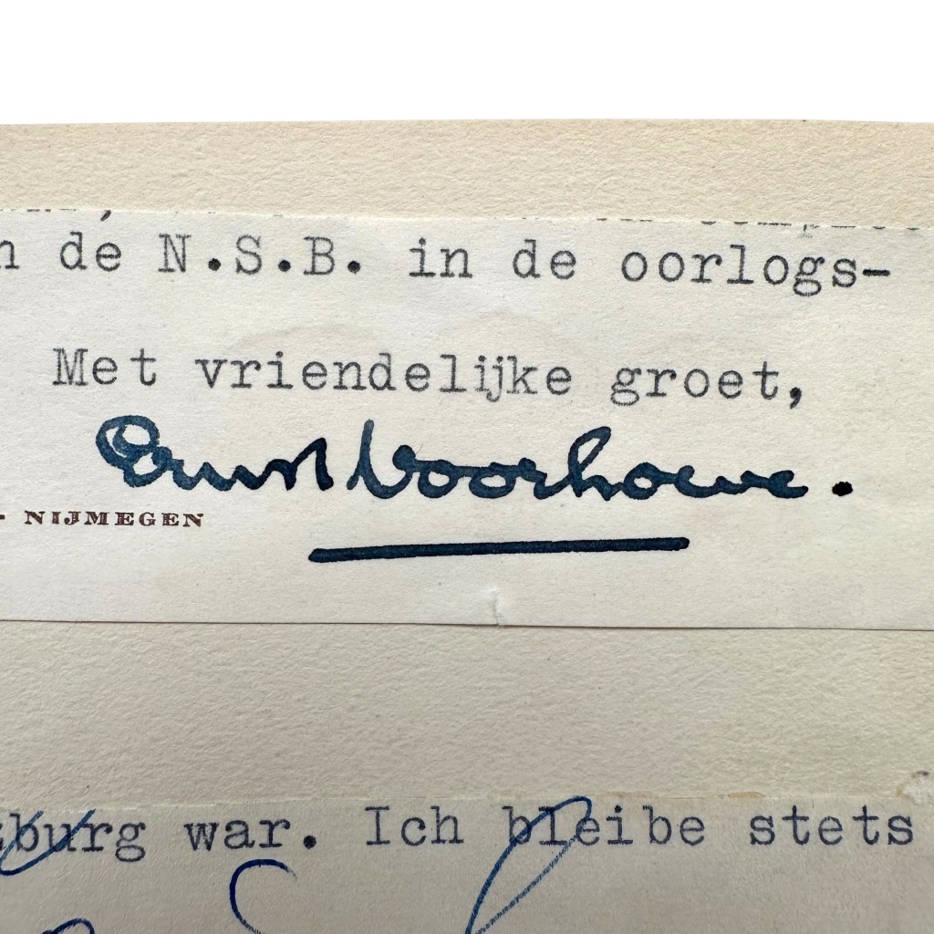 Original WWII Dutch NSB autograph of Ernst Voorhoeve