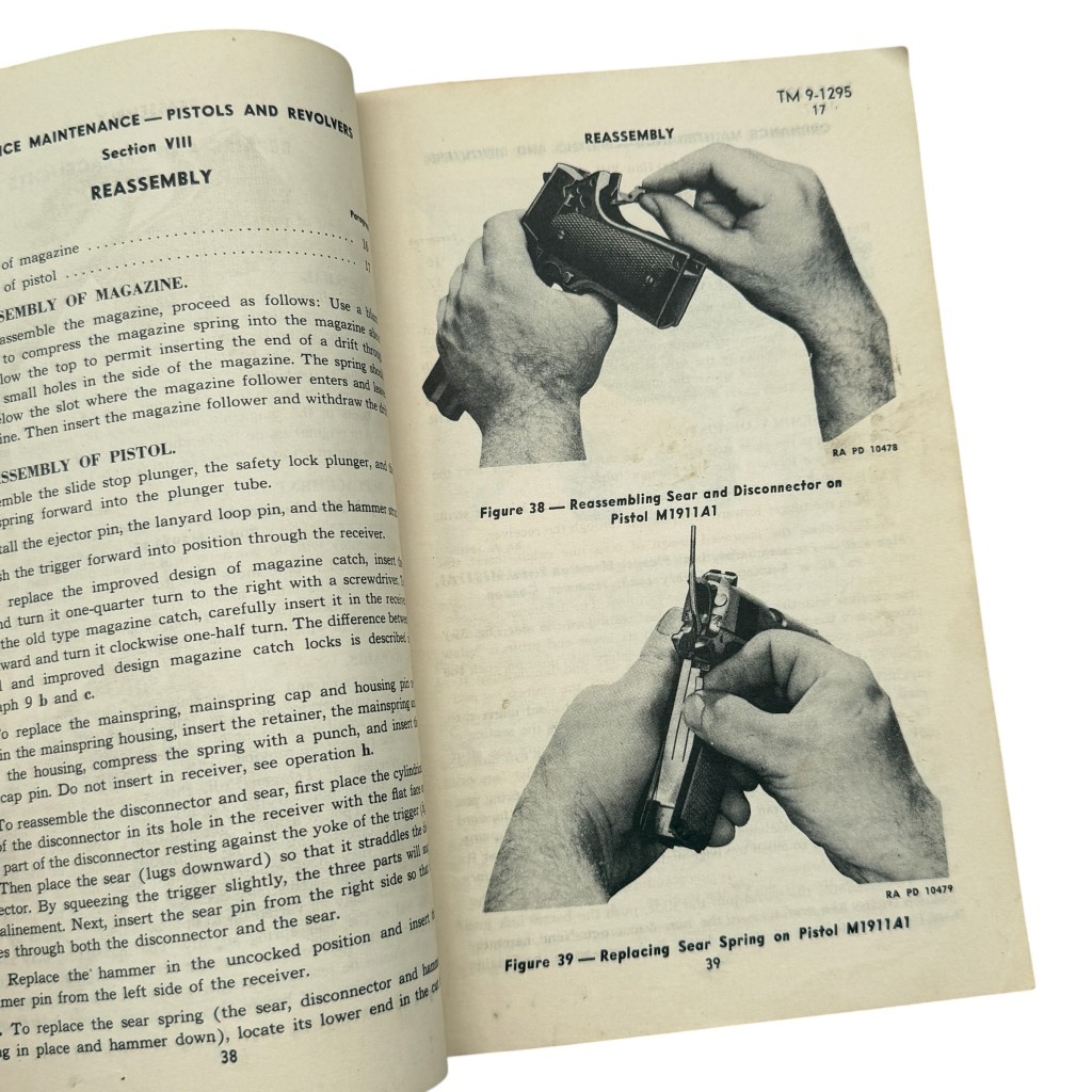 Original WWII US Army Technical Manual TM 9-1295 'Pistols and Revolvers' - Image 8