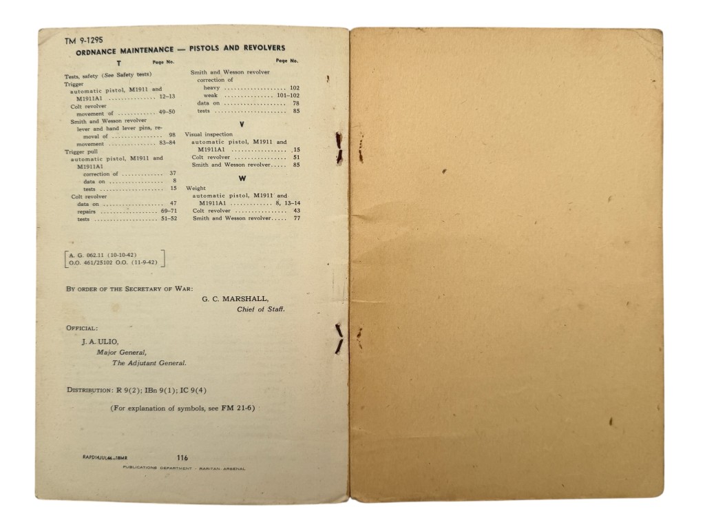 Original WWII US Army Technical Manual TM 9-1295 'Pistols and Revolvers' - Image 11