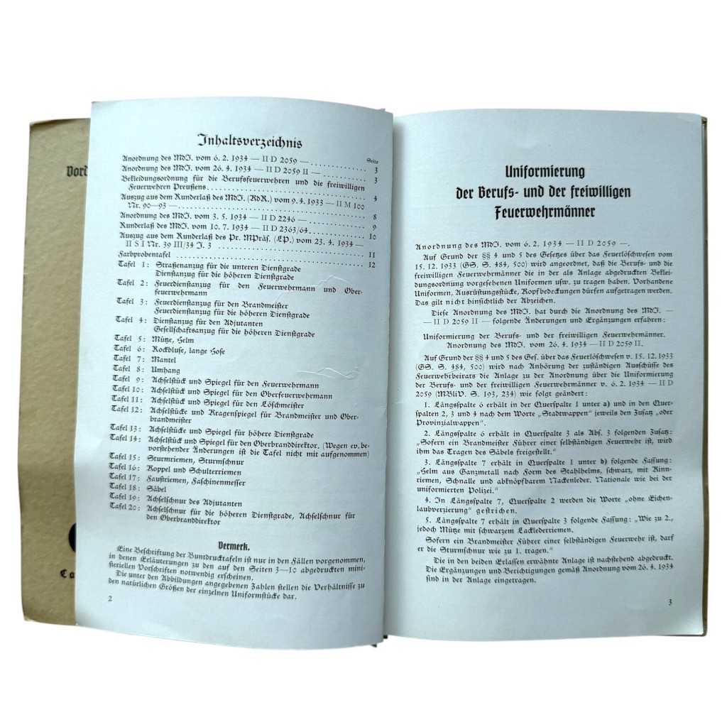 Original 1934 German Feuerwehr uniform regulation brochure 'Die Uniformierung der Berufs- und der freiwilligen Feuerwehrmänner' - Image 8