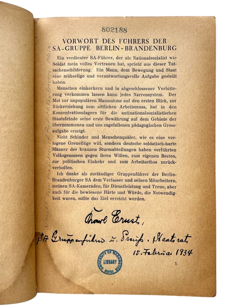 Original German book 'Konzentrationslager Oranienburg' from 1934, written by SA-Sturmbannführer Schäfer from the SS-Junkerschule Tölz - Image 7
