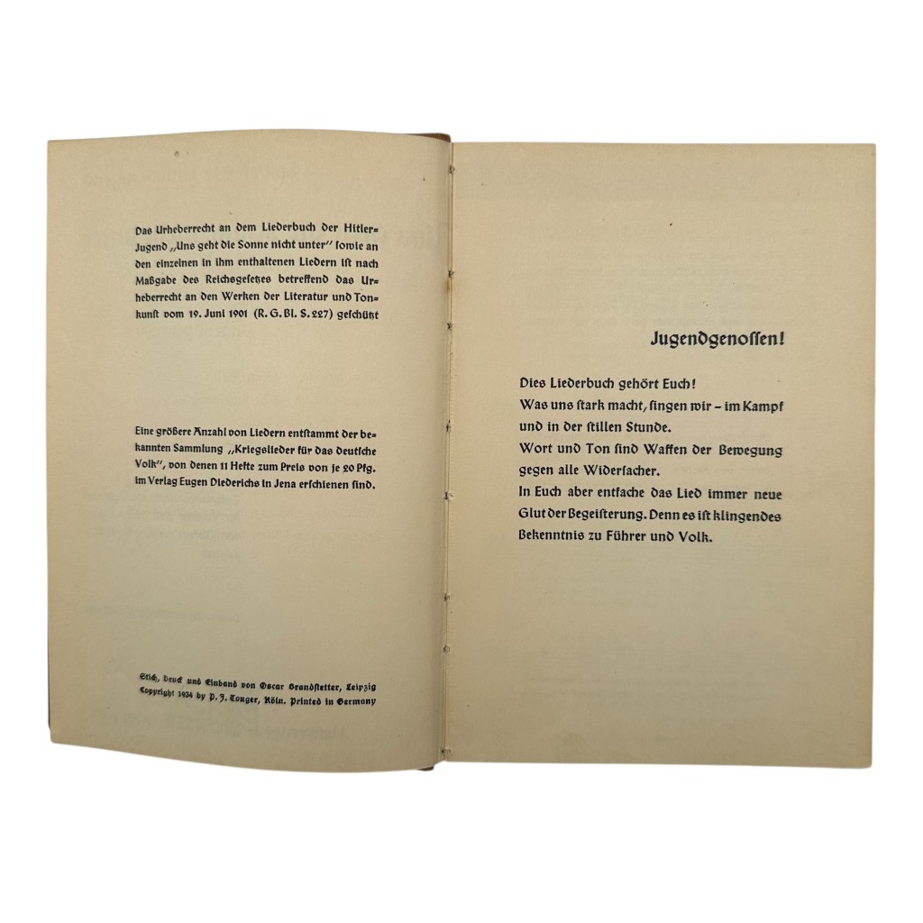 Original 1934 German Hitler Youth songbook titled 'Uns geht die Sonne nicht unter' - Image 3