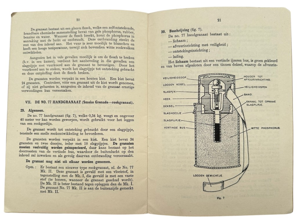 Original WWII Dutch Army Manual (London 1944) on Hand grenades - Image 7
