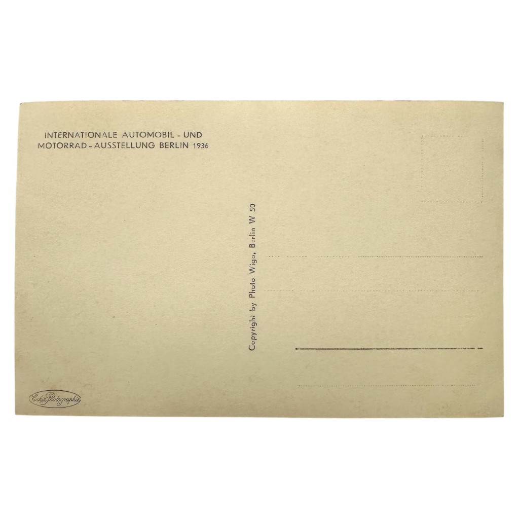 Original German postcard issued for the 'Internationale Automobil- und Motorrad-Ausstellung Berlin 1936' - Image 2