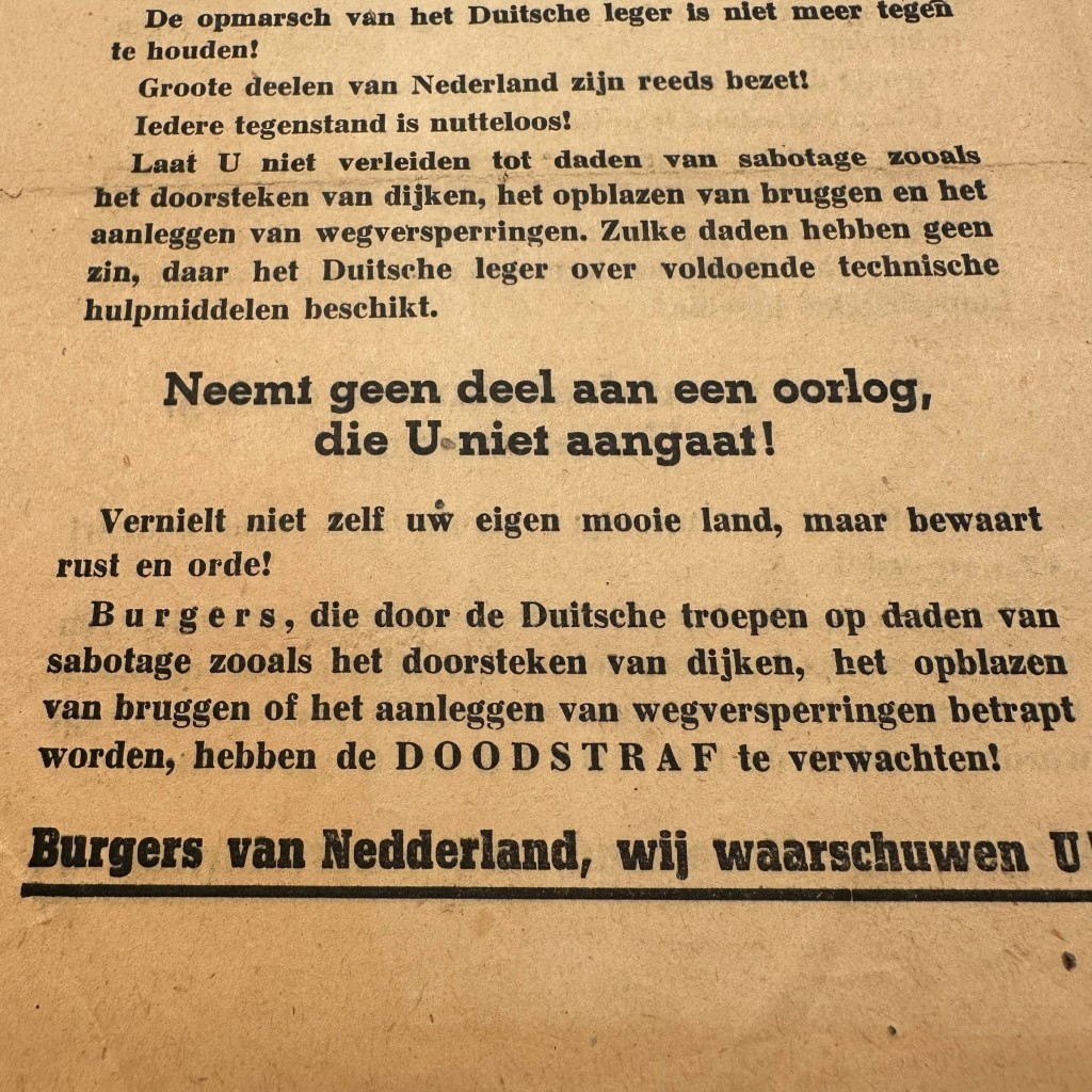 Original WWII German propaganda leaflet issued during the German invasion of the Netherlands in May 1940 - Image 2