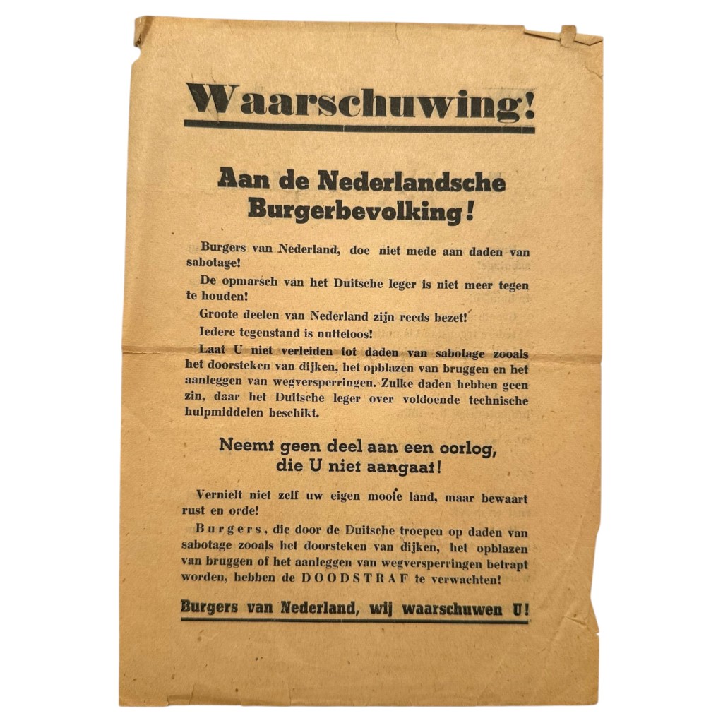 Original WWII German propaganda leaflet issued during the German invasion of the Netherlands in May 1940 - Image 3