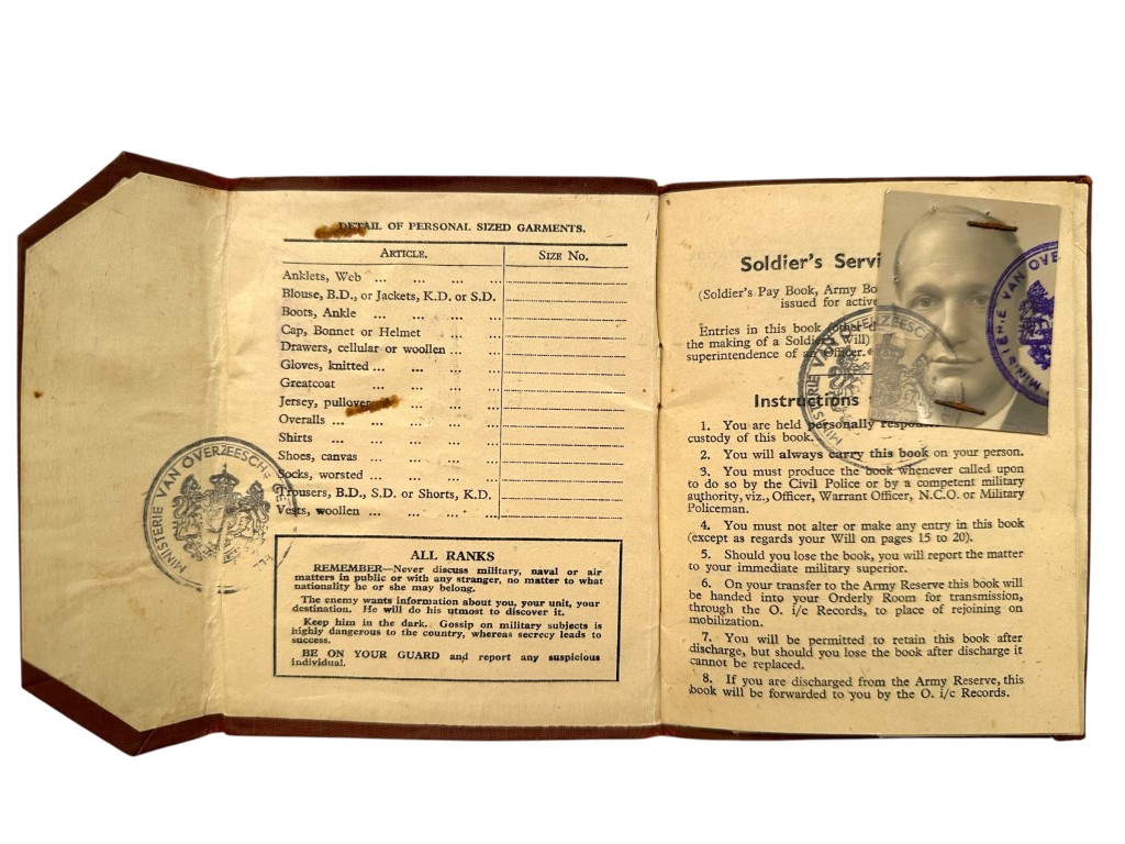 Original 1945-1949 Dutch KNIL Service Book and drivers licence Eskadron Pantserwagen - Image 2
