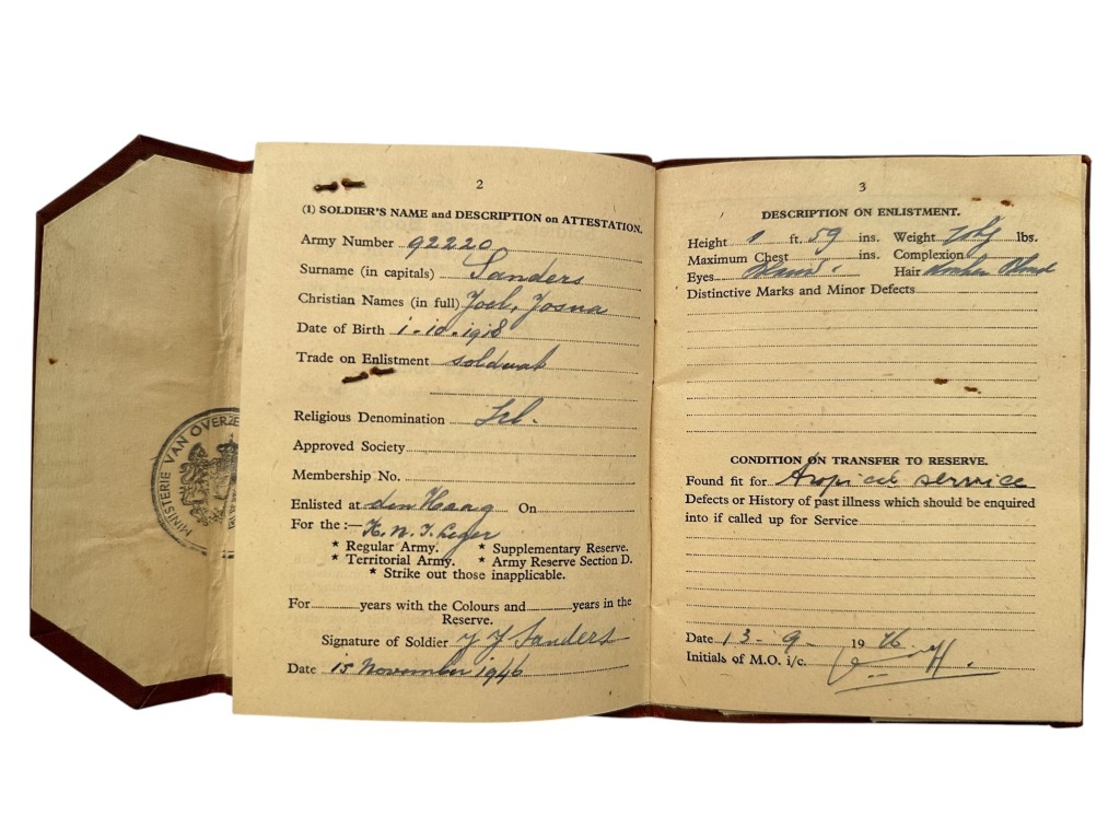 Original 1945-1949 Dutch KNIL Service Book and drivers licence Eskadron Pantserwagen - Image 4