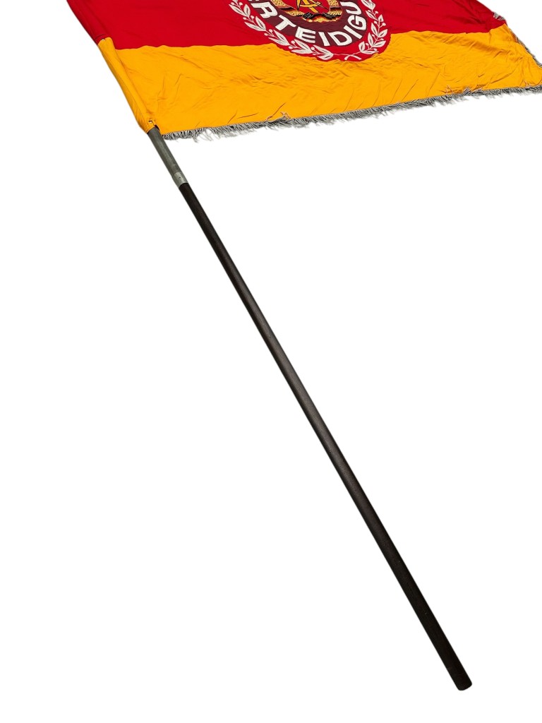 Original DDR Cold War era large Zivilverteidigung flag on pole with top and cover Erfurt - Image 8