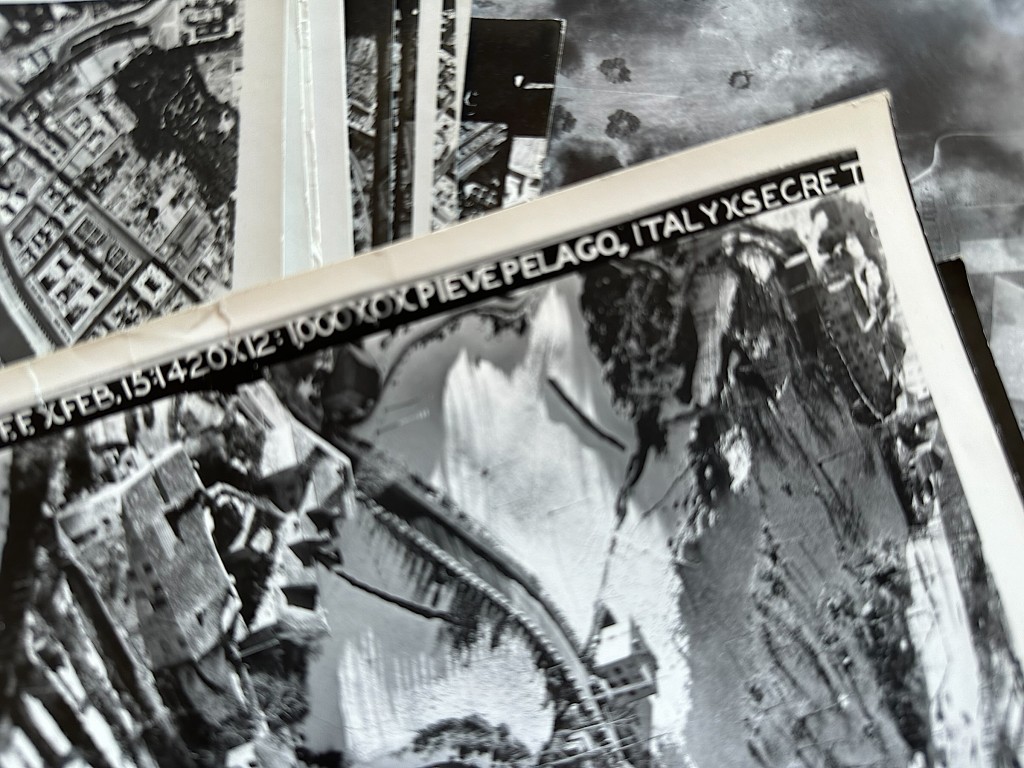 Original WWII collection of Allied aerial reconnaissance photographs featuring bombing missions, reconnaissance flights and target analysis over Italy - Image 12