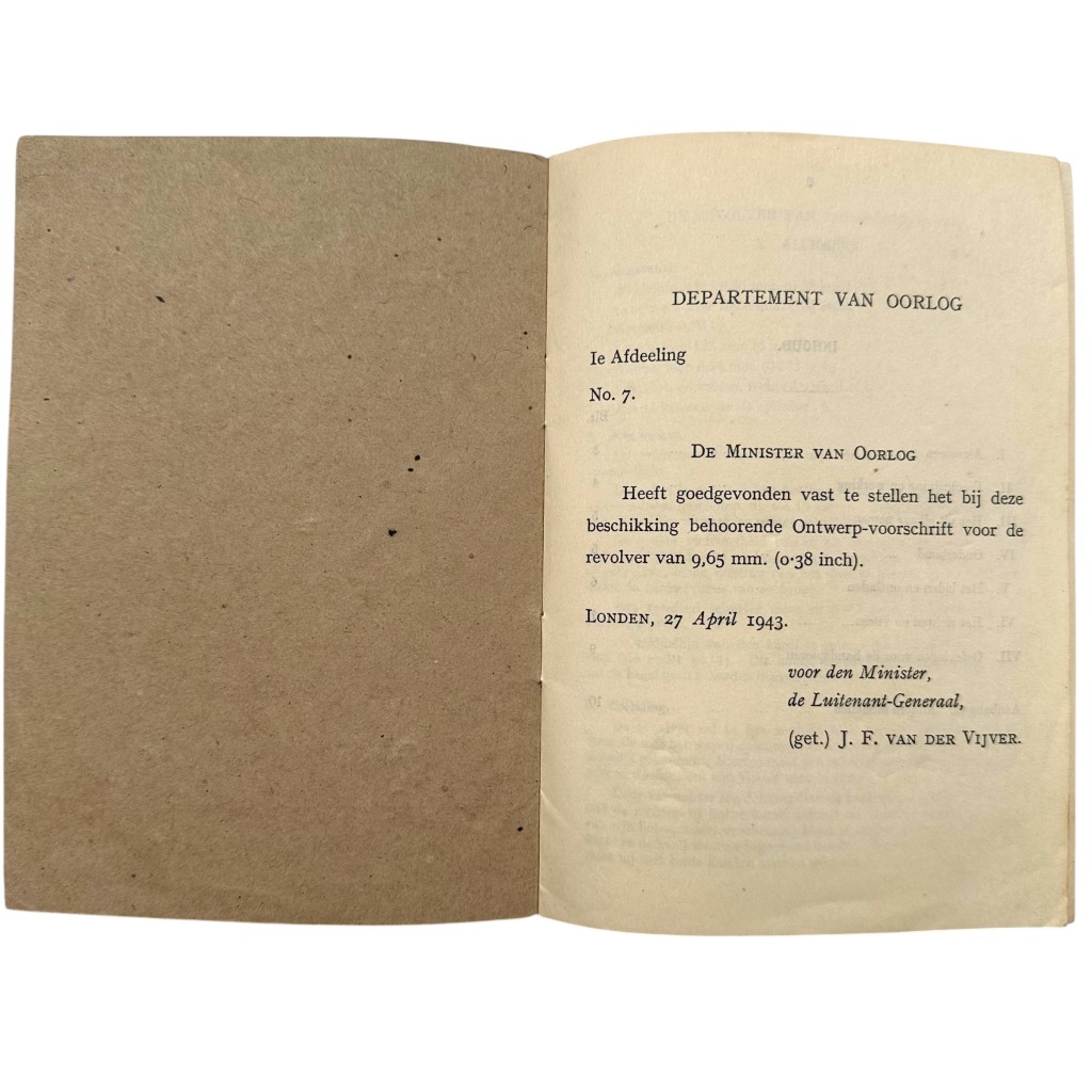 Original WWII Dutch army (London 1943) manual Revolver van 9,65 mm - Image 3