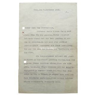 Originele handgesigneerde Duitse brief uit 1923 van Prins Hendrik aan Majoor Alt-Stutterheim uit Den Haag voor verzamelaars van koninklijke documenten.