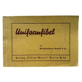 Original German Uniformfibel handbook from 1933 with colour plates of uniforms, rank insignia and flags for collectors of militaria and historical books.