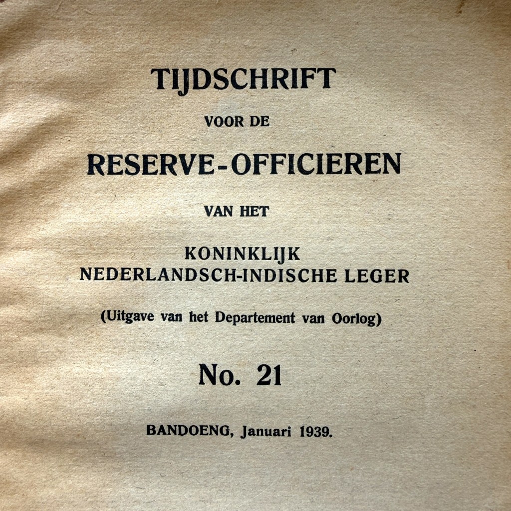 Original 1939 Dutch KNIL 'Tijdschrift voor de Reserve-Officieren van het Koninklijk Nederlandsch-Indische Leger'