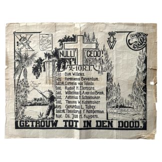 Originele 1945-1949 Nederlands-Indië gedenkoorkonde 2-10 R.I. Regiment Infanterie Nulli Cedo Getrouw tot in den Dood voor verzamelaars