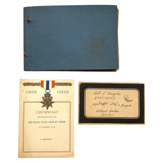 Original 1945-1949 East Dutch Indies photo album Verbindingsafdeling X-Brigade Malang and citation and death card