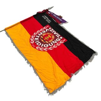 Original DDR Cold War era large Zivilverteidigung flag on pole with top and cover Erfurt - militaria