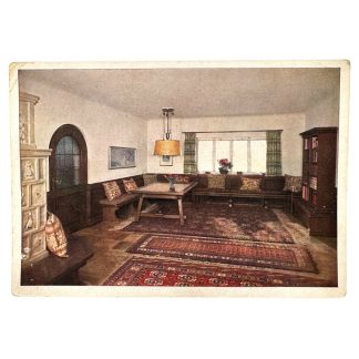 Original German postcard featuring the living room interior of Der Berghof on the Obersalzberg