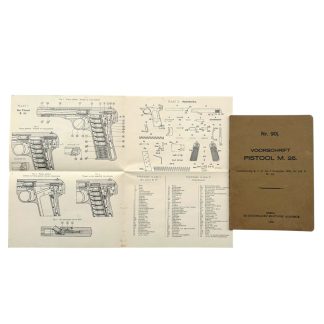 Original Pre 1940 Dutch army manual with poster Pistool M. 25