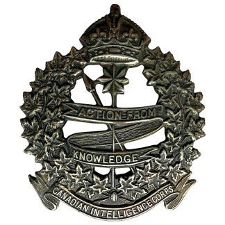 Original WWII Canadian Intelligence Corps metal cap badge
