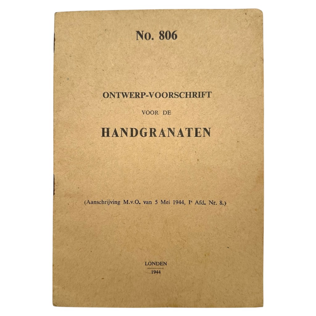 Original WWII Dutch Army Manual (London 1944) on Hand grenades