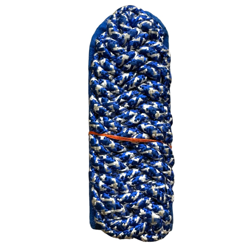Originele WWII Nederlandse Schalkhaar Politie schouderstukken paar blauw met wit gevlochten koord Tweede Wereldoorlog militaria.
