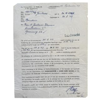 Original WWII Dutch Waffen-SS 'Fürsorge' document Amsterdam - 's-Hertogenbosch