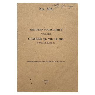 Original WWII Dutch army (London 1943) manual Geweer tp. van 14 mm