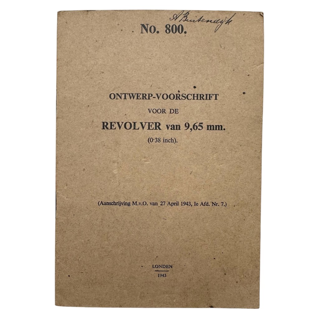 Original WWII Dutch army (London 1943) manual Revolver van 9,65 mm