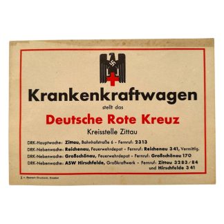 Original WWII German DRK ambulance information sign