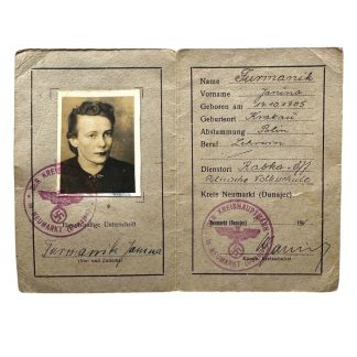 Original WWII German Personalausweis occupied Poland Neumarkt (Dunajec) - Krakow 1941
