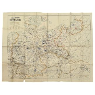Original German Wehrmacht Eisenbahnkarte Deutschlands staff railway map 1932 with hand drawn troop movements Poland Campaign 1939 WWII collectible.