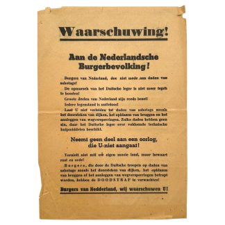 Original WWII German propaganda leaflet issued during the German invasion of the Netherlands in May 1940